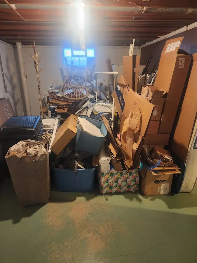 Roll-off dumpster container at job site for 6 Yard Dumpster Rental in O'Fallon